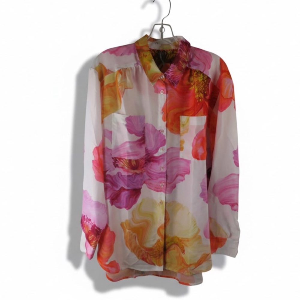 Anthropologie Floral Button Up Women's Large New With Tags (N117 Pit 20